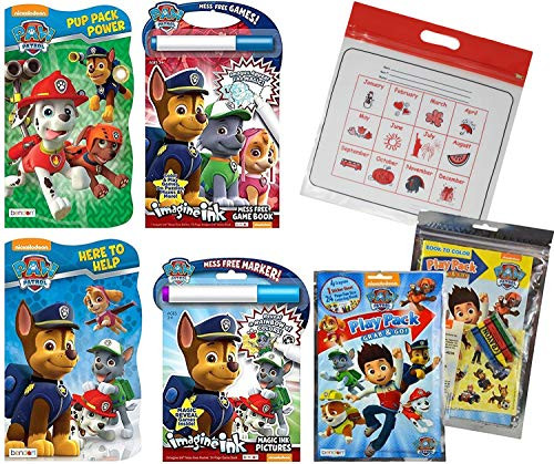 Paw Patrol Activity Book 5-Pack 2 Board Books 2 No Mess Coloring Game Books and 1 Sticker Play Pack