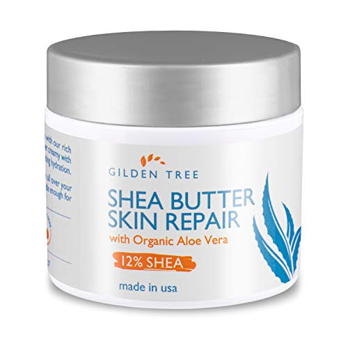 Shea Butter Skin Repair Cream - Natural   Organic Body Butter for Deep Moisturizing of Dry Cracked Itchy Sensitive Skin on Hands Face Body and Feet - Suitable for All Skin Types Light Lemon Scent