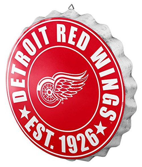 Detroit Red Wings NHL Bottle Cap Wall Sign Detroit Red Wings NHL Bottle Cap Wall Sign