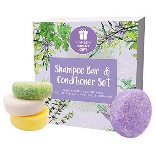 IndulgeMe Solid Shampoo and Conditioner Bar - Eco Friendly Hair Care Tea Tree Argan Oil Lavender All Natural and Organic Bar Shampoo for Hair Zero Waste Shampoo Conditioner Gift Set 4 Bars