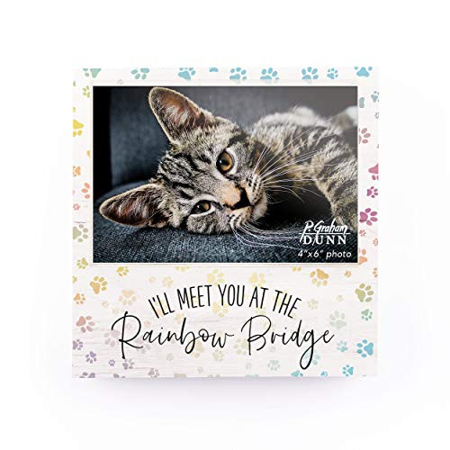 P_ Graham Dunn Meet Rainbow Bridge Pawprint 7 x 7 Acrylic and Pine Wood Tabletop Photo Frame