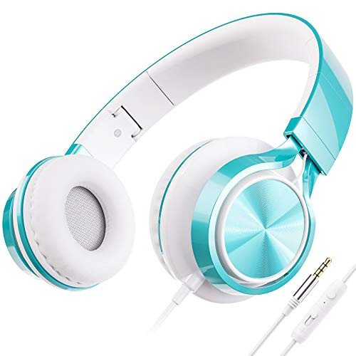 AILIHEN C8 Headphones with Microphone and Volume Control Folding Lightweight Headset for Cellphones Tablets Smartphones Laptop Computer PC Mp34 Lime Green
