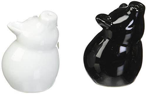 BIA Black and White Porcelain Sitting Pig Salt & Pepper Shaker Set