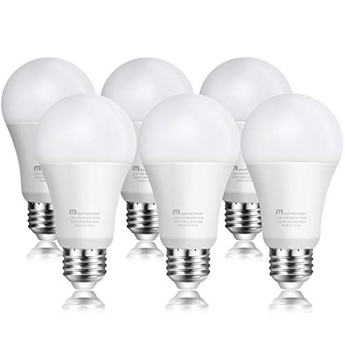 Led Light Bulbs 10 Watt 60 Watt Equivalent A19 - E26 Dimmable 2700K Soft White 800 Lumens Medium Screw Base Energy Star UL Listed by Mastery Mart Pack of 6