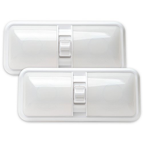 Leisure LED 2 Pack RV LED Ceiling Double Dome Light Fixture with ONOff Switch Interior Lighting for CarRVTrailerCamperBoat DC 12V 48X2835SMD Frosted Lens Natural White 4000-4500K 2-Pack