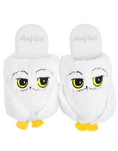 Harry Potter Hedwig Womens 3D Plush Slippers White