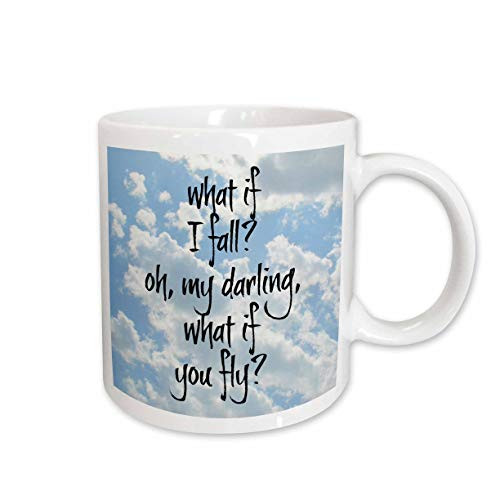 3dRose 200712_2 What If I What If I Fall Oh My Darling What If You Fly Letters On Sky Pic Mug 15oz Black