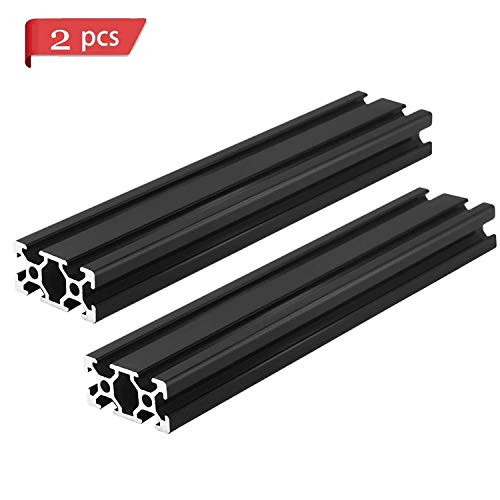 2 Pcs 2040 CNC 3D Printer Parts European Standard Anodized Linear Rail Aluminum Profile Extrusion for DIY 3D Printer Black 400mm