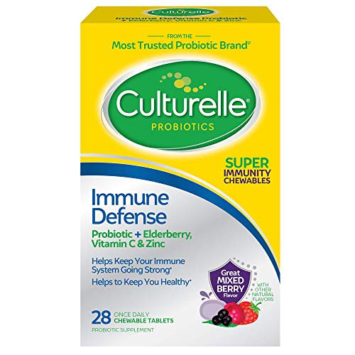 Culturelle Immune Defense Probiotic  Elderberry Vitamin C and Zinc Immune Support for Adults Mixed Berry Chewables 28 CT