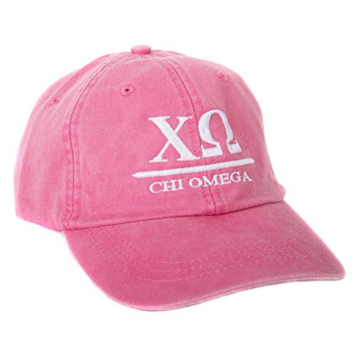 Chi Omega B Sorority Embroidered Baseball Hat Cap Cursive Name Font chi o Hot Pink - B