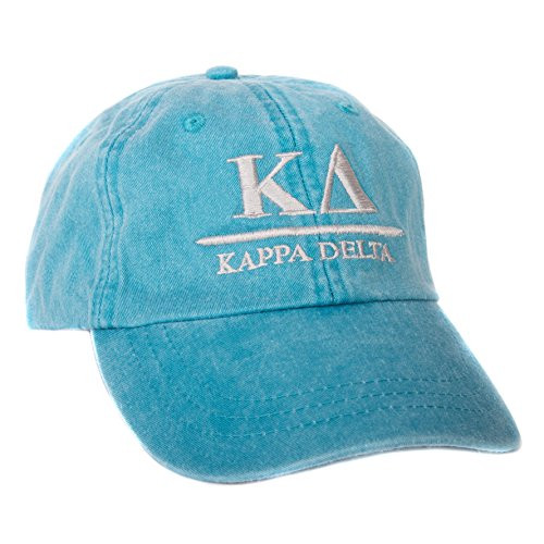 Kappa Delta B Embroidered Baseball Hat Cap Cursive Name Font Adjustable Leather Strap Bright Blue - B