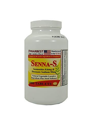 PHARBEST Senna Plus Vegetable Laxative with Stool Softener - 1000 Tablets 1 Bottle