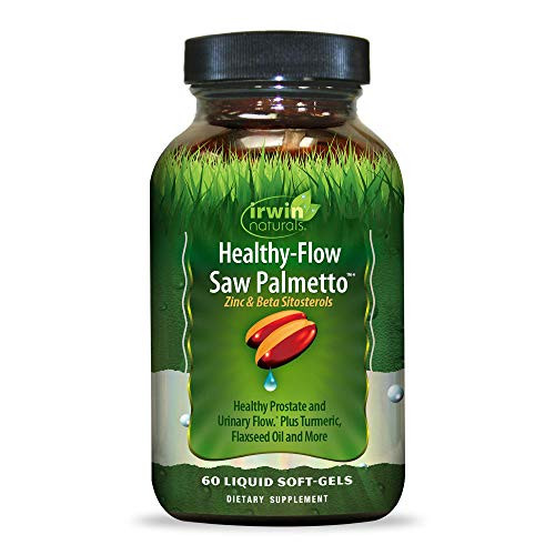 Irwin Naturals Healthy Flow Saw Palmetto with Zinc Beta Sitosterols Turmeric Stinging Nettle   Pumpkin Seed - Promotes Healthy Prostate   Urinary Flow - Antioxidant Support - 60 Liquid Softgels