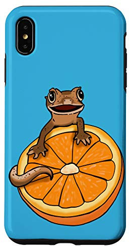 iPhone XS Max Crested Gecko on Orange Happy Gecko Crestie Lover Geckos Case