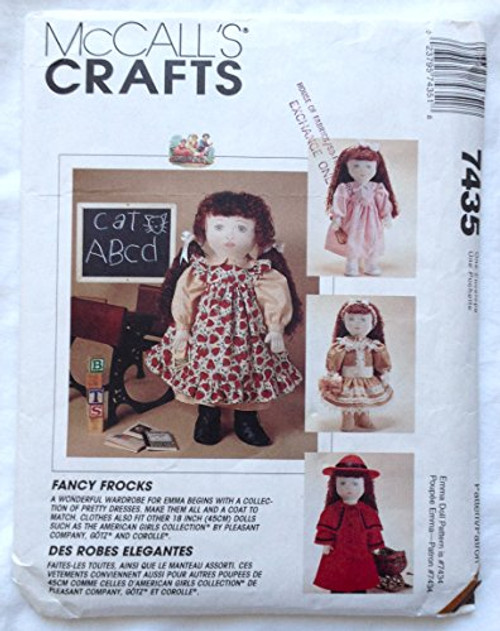 McCalls Crafts 7435 Sewing Patterns 18 Doll Clothes Fancy Frocks McCalls Crafts 7435 Sewing Patterns 18 Doll Clothes Fancy Frocks