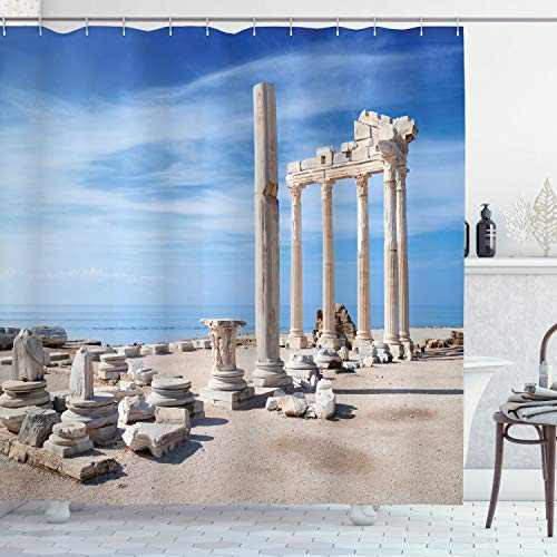 Ambesonne Architecture Shower Curtain Photography of Old Greek Building with Blue Sky Place and Ruins Image Cloth Fabric Bathroom Decor Set with Hooks 70 Long Beige Blue Ambesonne Architecture Shower Curtain Photography of Old Greek Building with Blue Sky Place and Ruins Image Cloth Fabric Bathroom Decor Set with Hooks 70 Long Beige Blue