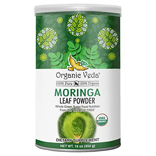 Organic Veda Moringa Powder 1 LB 16 oz USDA Organic Certified  100 Pure Raw Organic Moringa Leaf Grown from India Original Premium Potent Variety Moringa Oleifera Non GMO  Whole Green Super Food Nutrition