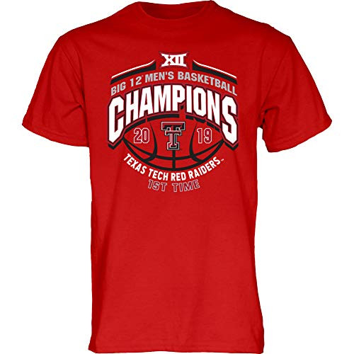 Elite Fan Shop Texas Tech Red Raiders Big 12 Basketball Championship Tshirt 2019 Conference - XX-Large - Scarlet