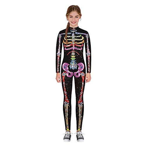 Tsyllyp Girls Boys Halloween Costume Skeleton 3D Print Bone Skull Catsuit Jumpsuit