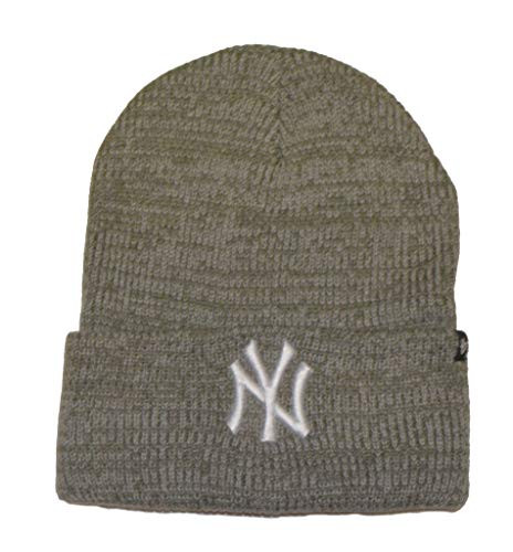 New York Yankees Gray Brain Freeze Cuff Beanie Hat - MLB NY Premium Cuffed Knit Toque Cap