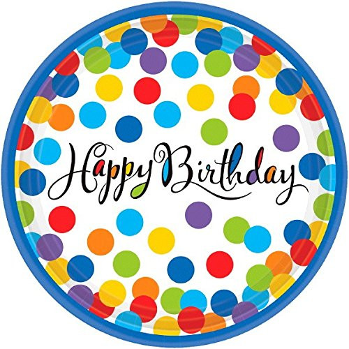 Amscan 721536 Confetti Bash disposable-plates 10 1/2" Multi Color