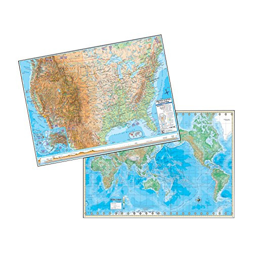 KAPPA Map UNI2982327-A1 U_S_World Physical Rolled Laminated Map Set 48 Width 36 Height