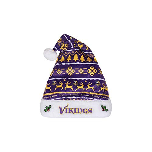 FOCO NFL Minnesota Vikings Plush Holiday Family Santa Hat CapPlush Holiday Family Santa Hat Cap Team Color One Size