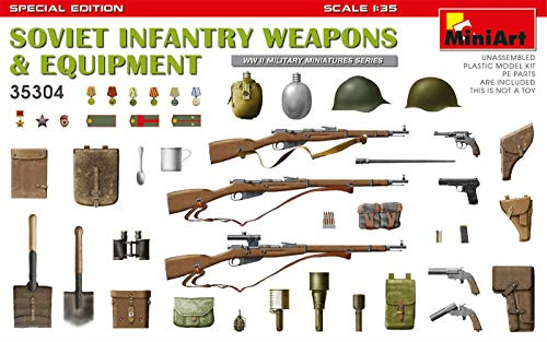 Mini Art 135 USSR Infantry Weapons and Equipment Set Special Edition Plastic Model  MIA35304 135 Miniart Soviet Infantry Weapons   Equipment Model Building KIT
