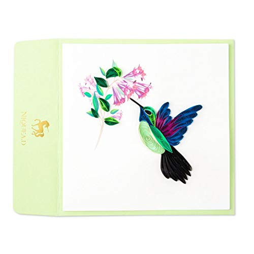 NIQUEA_D Quilled Blue Hummingbird Blank Card
