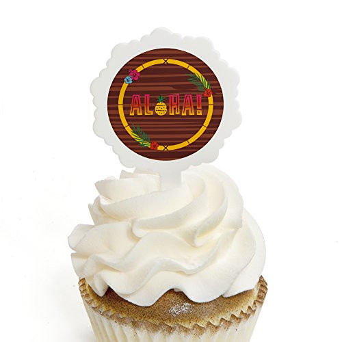 Tiki Luau - Cupcake Picks with Stickers - Tropical Hawaiian Summer Party Cupcake Toppers - 12 Count Tiki Luau - Cupcake Picks with Stickers - Tropical Hawaiian Summer Party Cupcake Toppers - 12 Count