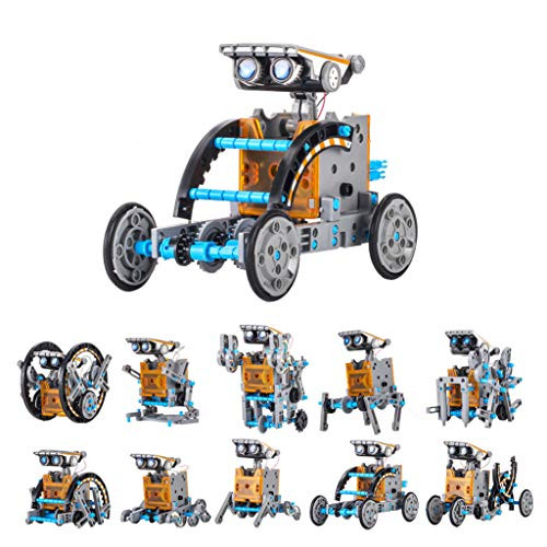 Wenosda Solar Robot Toys STEM 12-in-1 Educational Building Toy DIY Science Experiment Kit 190 Pieces Coding Robots Engineering Set Powered by The Sun for Kids Boys Girls
