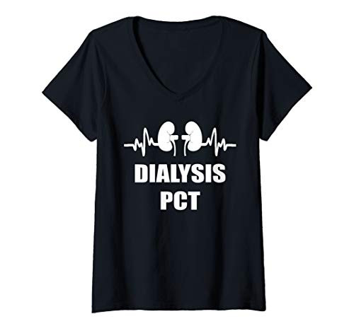 Womens Kidney Heartbeat Dialysis Patient Care Tech Technician PCT V-Neck T-Shirt