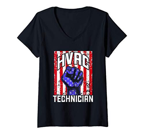 Womens HVAC Technician Practice Funny HVAC Tech V-Neck T-Shirt