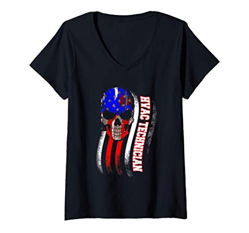 Womens HVAC Technician Pride Plan Funny HVAC Tech V-Neck T-Shirt