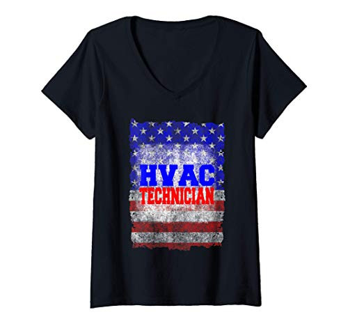 Womens HVAC Technician Practiced Funny HVAC Tech V-Neck T-Shirt