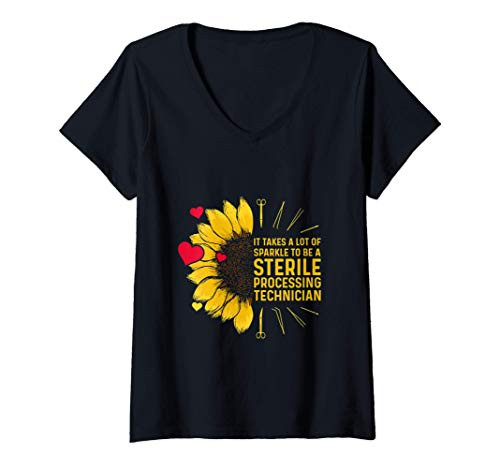 Womens Sterile Processing Technician Lot Funny Tech V-Neck T-Shirt