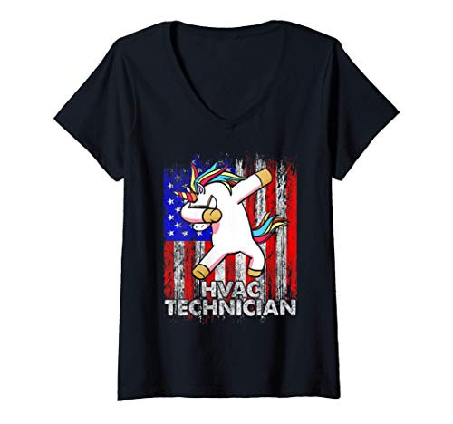 Womens HVAC Technician Learned Funny HVAC Tech V-Neck T-Shirt