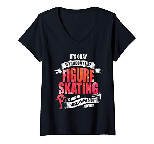 Womens Figure Skater Smart Ice Skating Skate Team V-Neck T-Shirt