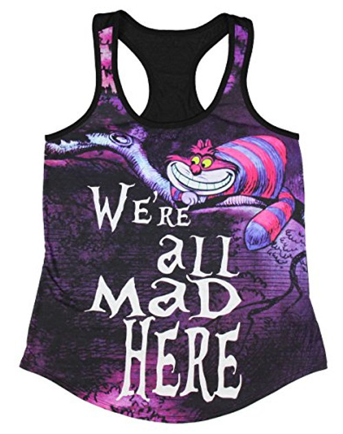 Disney Alice In Wonderland Cheshire Cat Were All Mad Here Juniors Tank Top 3XL