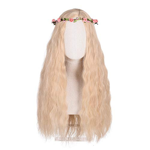 Mixed Blonde Cosplay Tiger King Wig for WomenWith Braid Long Wavy Girl Princess Costume WigSuitable for Daily Wear and Masquerade