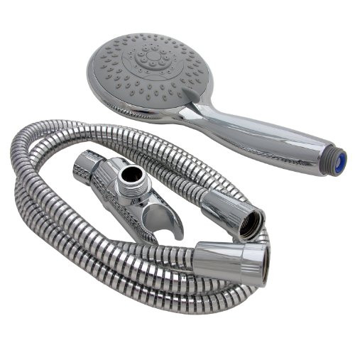 LASCO 1193461 Rain Hand-Held Shower with Hose Five Functions, Chrome Plated