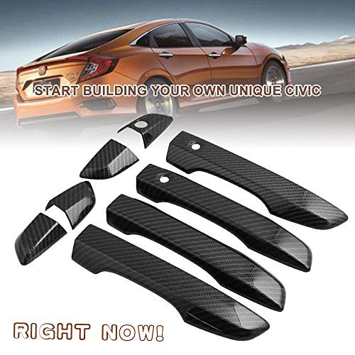 RYANSTAR RACING ABS Carbon Fiber Style Door Handle Cover Exterior Decoration 4pcs for 10th Gen Honda Civic 2016 2017 2018 2019 2020