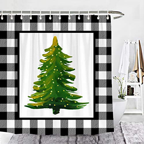 Wencal Buffalo Check Plaid Christmas Tree Shower Curtain Farmhouse Xmas Winter Bathroom Decor 72 x 72 Inches Wencal Buffalo Check Plaid Christmas Tree Shower Curtain Farmhouse Xmas Winter Bathroom Decor 72 x 72 Inches