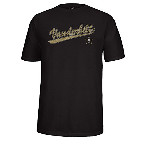 NCAA Vanderbilt Commodores Mens School Name Script Tail Logo Choice Tee Black Large