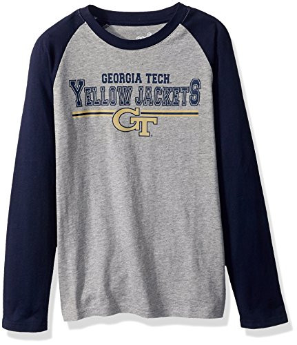 NCAA Georgia Tech Boys Outerstuff Field Line Long Sleeve Tee Heather Grey Kids Large 6-7