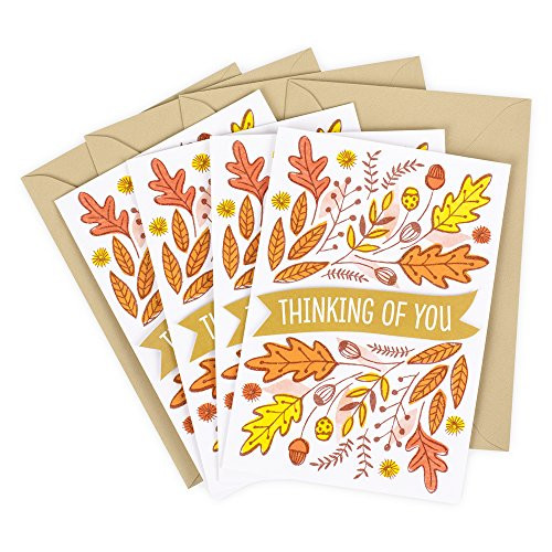 Hallmark Thanksgiving Card Assortment (4 Cards, 4 Envelopes Thinking of You)