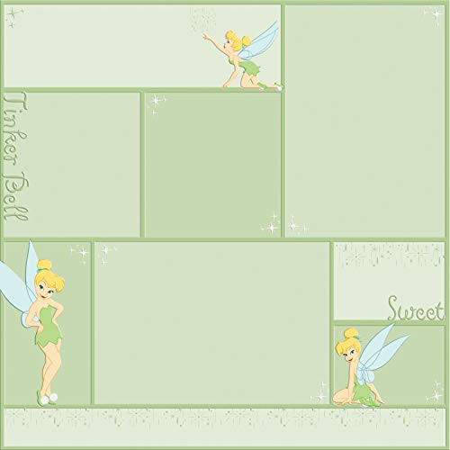 EK Success EK Disney Single-Sided Specialty Cardstock 12X12-Tinkerbell Green Block Embossed