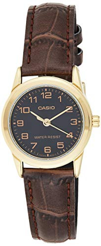 Casio Womens Japanese-Quartz Watch with Leather Strap Brown 13 Model EAW-LTP-V001GL-1B