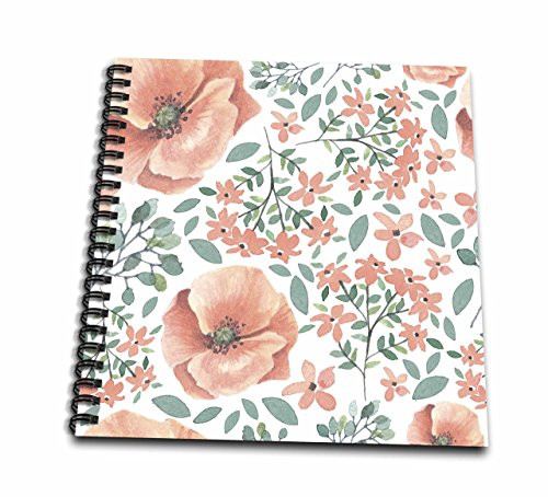 3D Rose Pretty Peach and Green Large Pansy Flower Pattern Mini Notepad