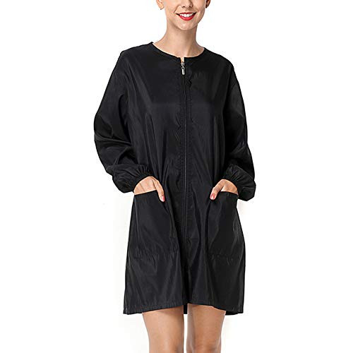 A_B Crew Hair Stylist Grooming Smocks for Women Haircut Cape Barber Apron Jacket Vest for Hair Salon Dog Groomers Nail Tech Massage Therapist Beauty SPA Black